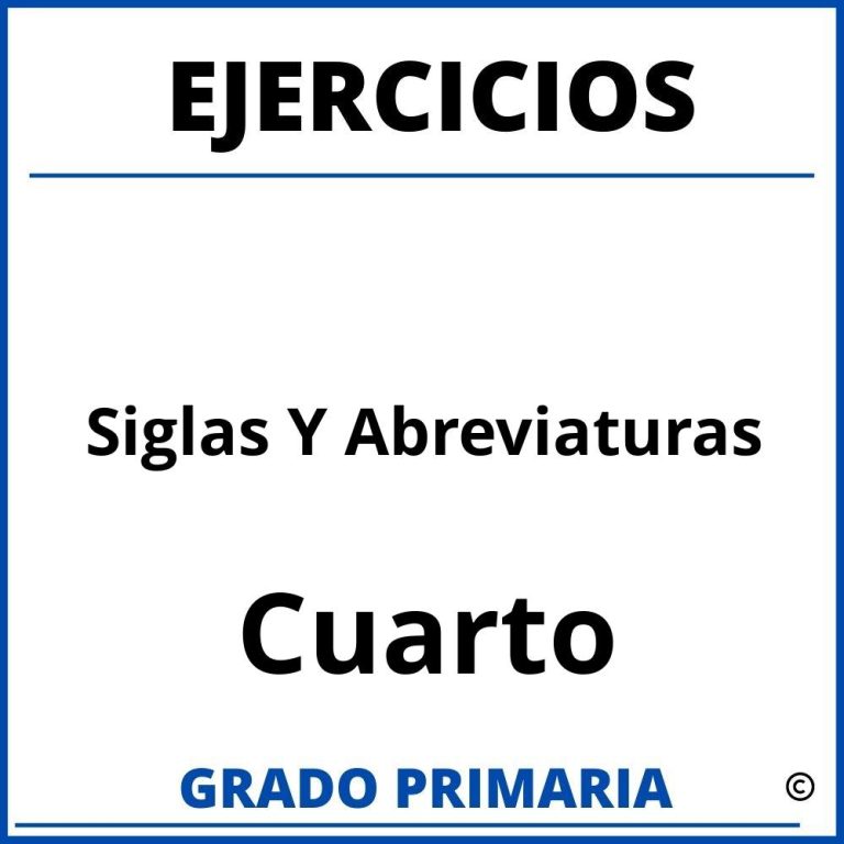 Ejercicios De Abreviaturas Para Niños De Tercer Grado De Primaria